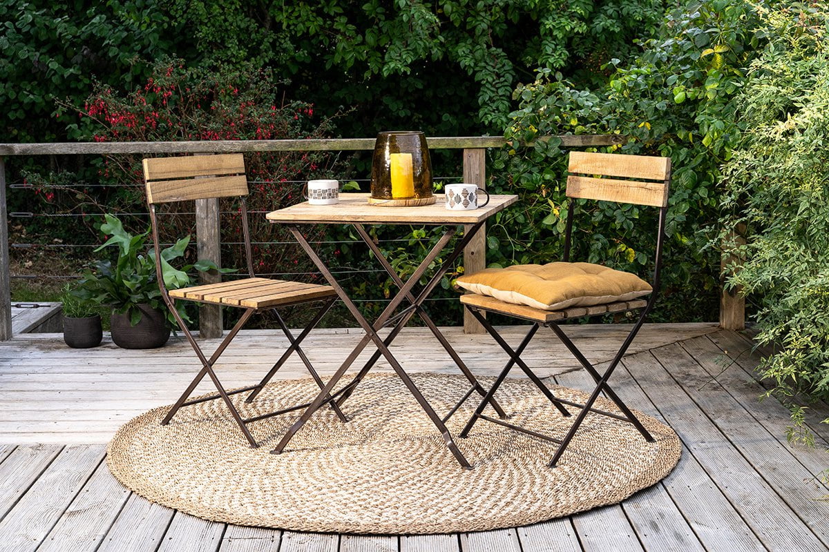 Nkuku Rishikesh Reclaimed Wood & Iron Folding Chairs (Set Of 2)