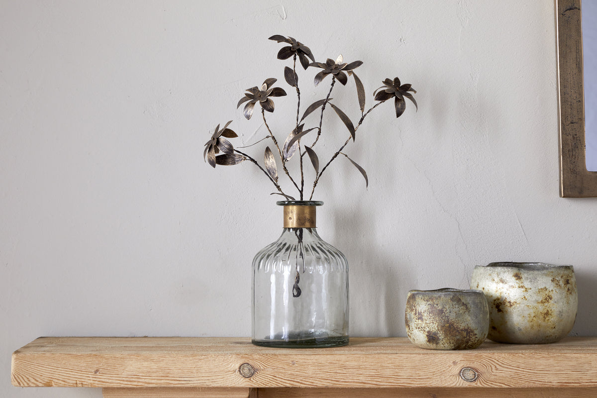 Nkuku Svara Stem Flower Antique Brass