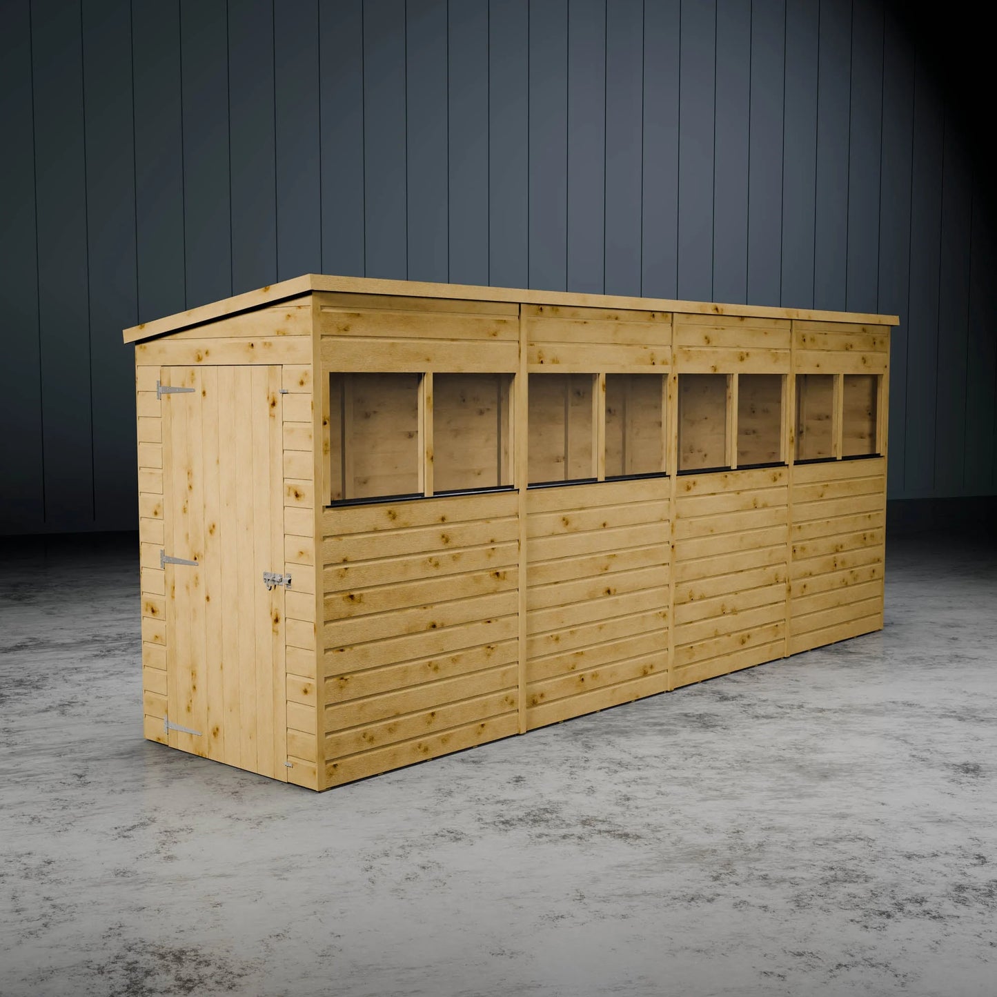 Modular Shiplap Pent Single Door Wooden Shed