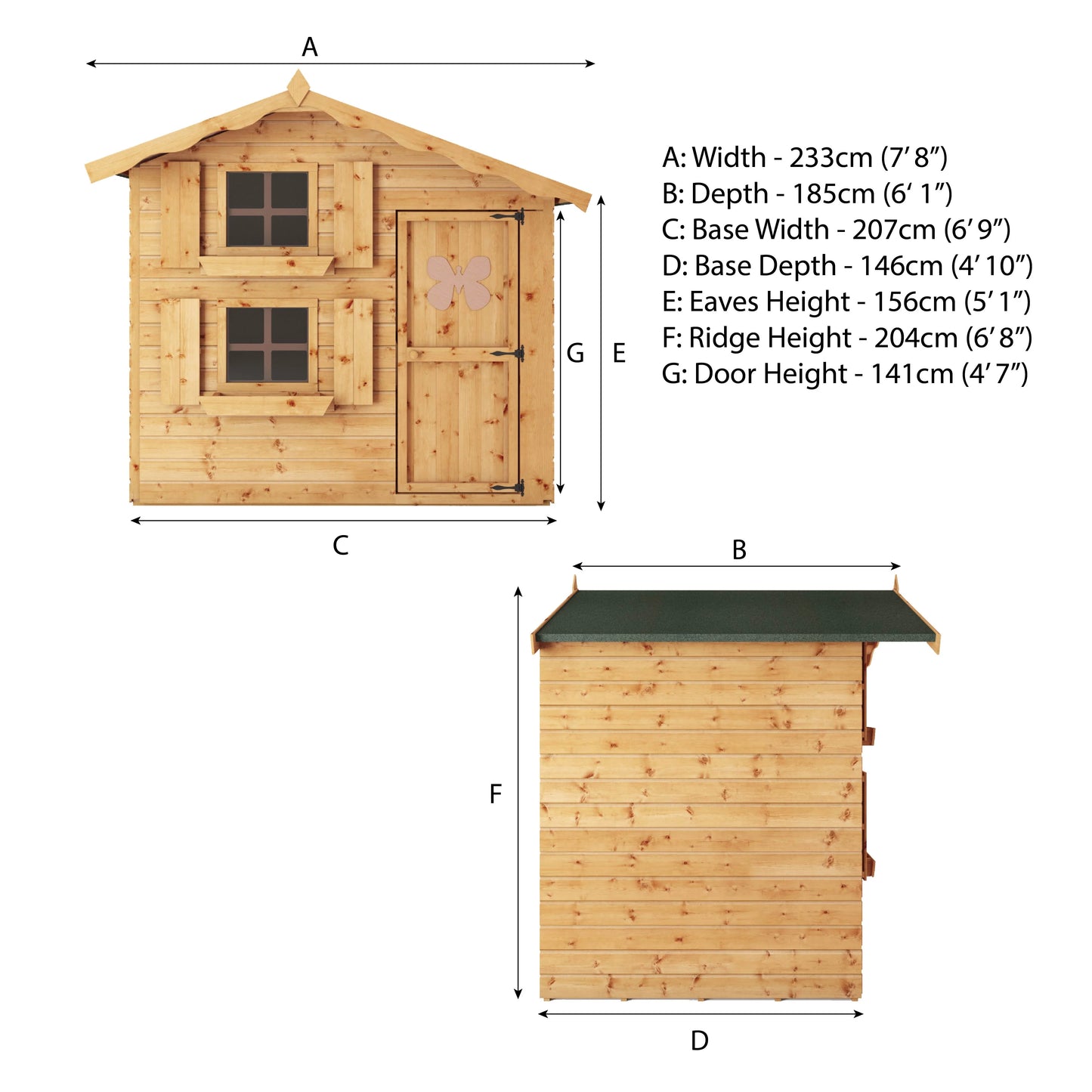 7 x 5 Snowdrop Wooden Playhouse with Loft