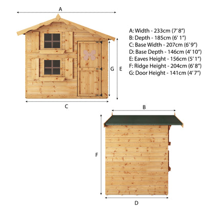 7 x 5 Snowdrop Wooden Playhouse with Loft