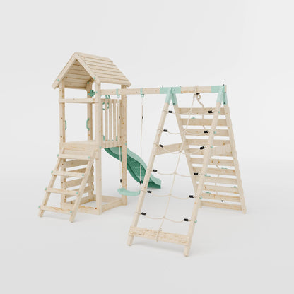 Climbing Frame With Single Swing& Climbing Wall - Bramblewick Forest V