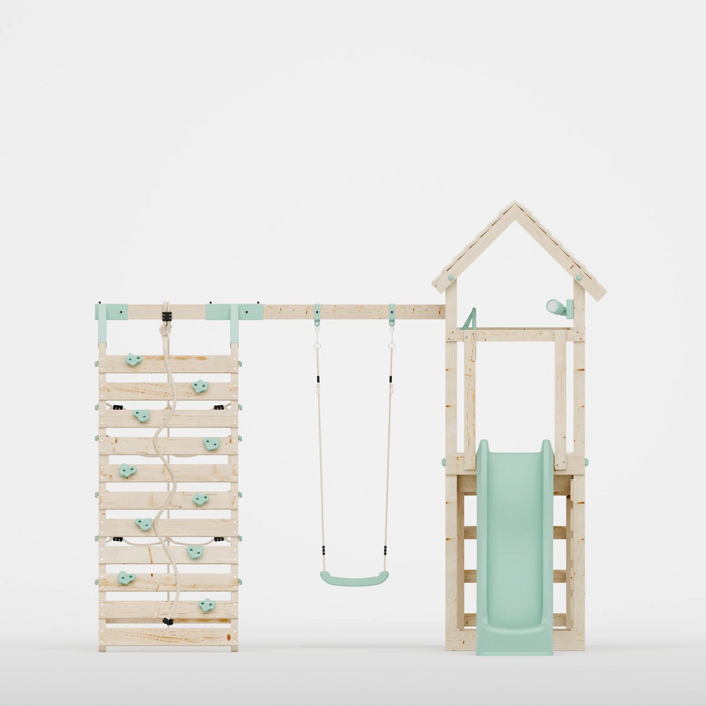 Climbing Frame With Single Swing& Climbing Wall - Bramblewick Forest V
