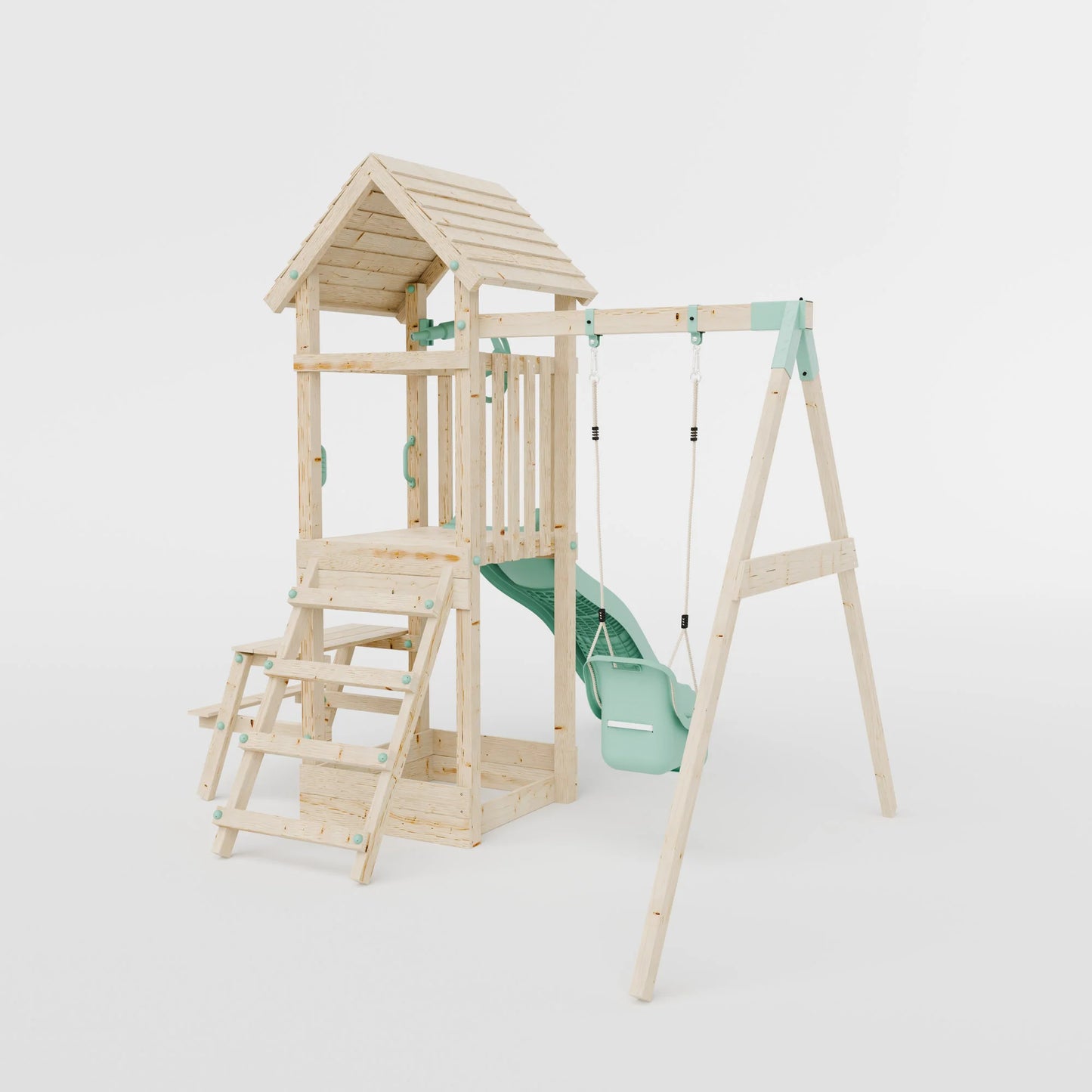 Climbing Frame With Single Swing & Picnic Table - Bramblewick Forest II