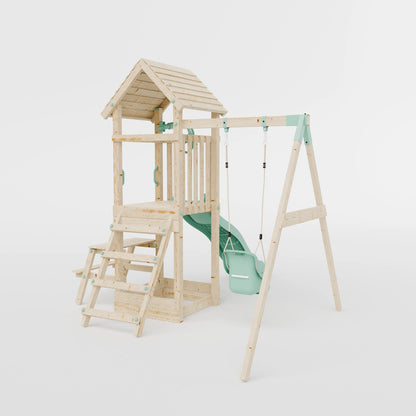 Climbing Frame With Single Swing & Picnic Table - Bramblewick Forest II