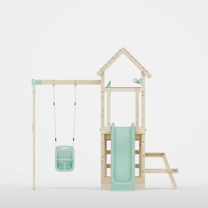 Climbing Frame With Single Swing & Picnic Table - Bramblewick Forest II