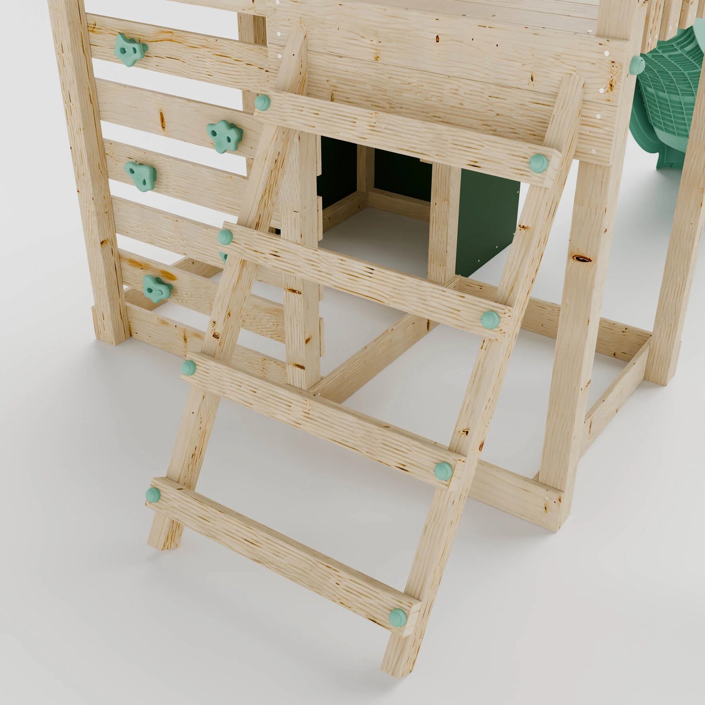 Extended Climbing Frame With Single Swing & Shop - Bramblewick Forest VI