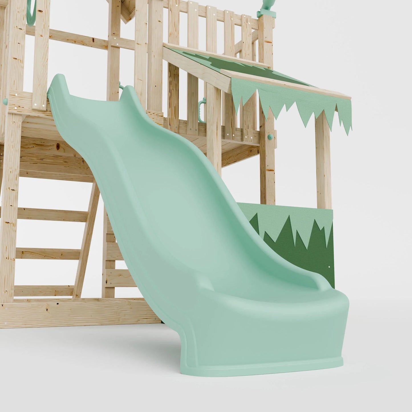 Extended Climbing Frame With Single Swing & Shop - Bramblewick Forest VI