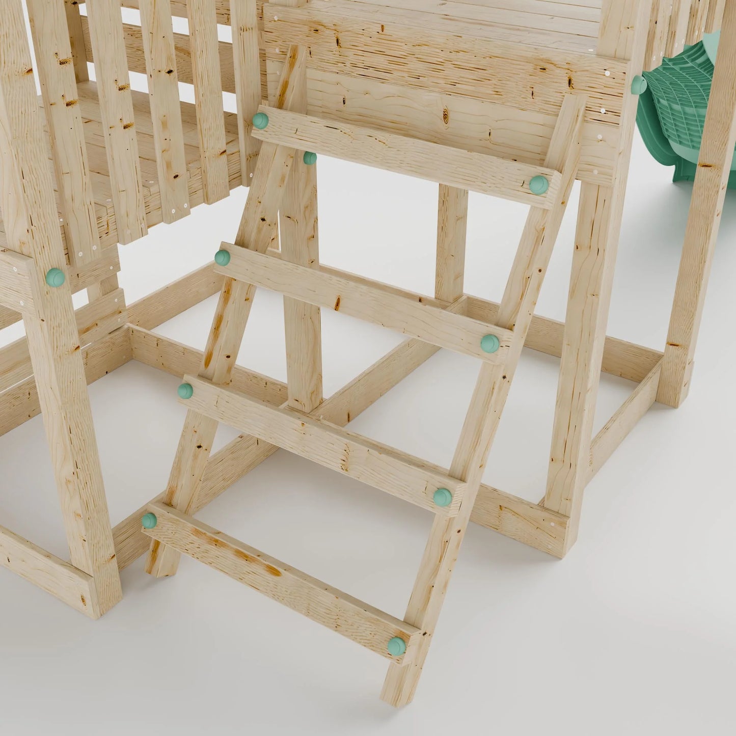 Extended Climbing Frame With Step Up, Single Swing & Climbing Wall - Enchanted Grove VIII