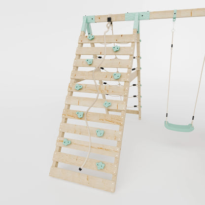Climbing Frame With Single Swing & Climbing Wall - Willow Way VI