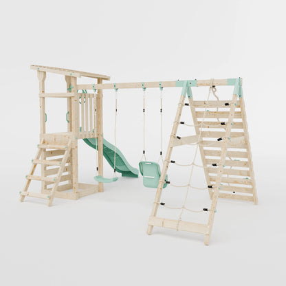 Climbing Frame With Double Swing & Climbing Wall - Willow Way IX