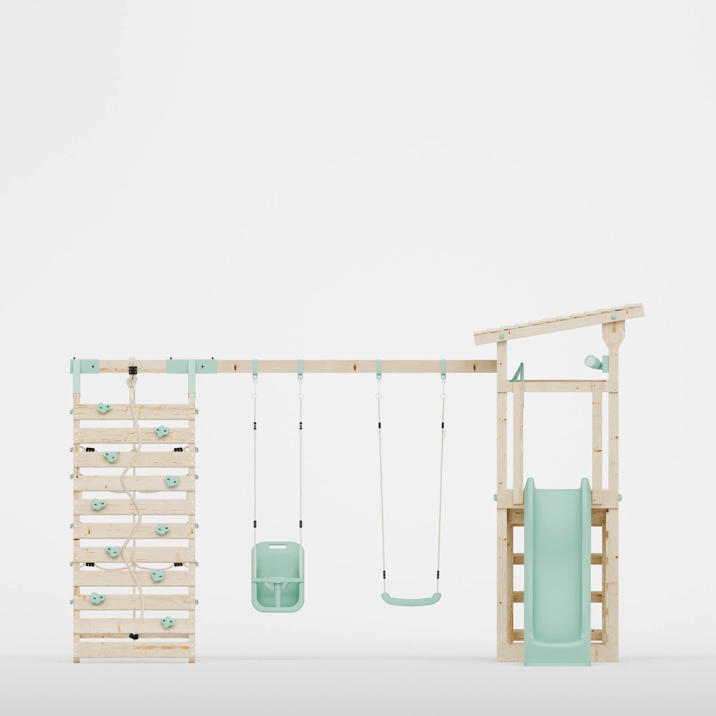 Climbing Frame With Double Swing & Climbing Wall - Willow Way IX