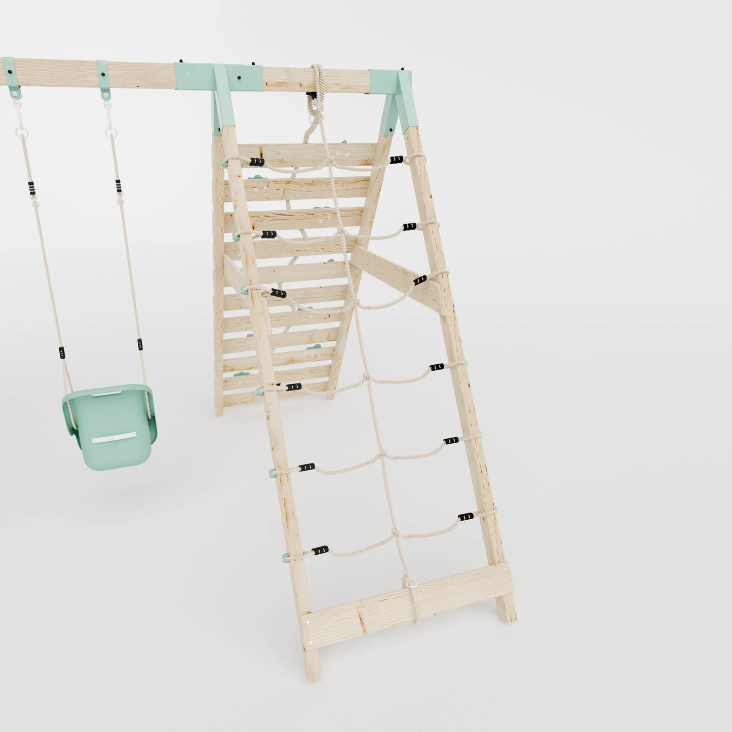 Climbing Frame With Double Swing & Climbing Wall - Willow Way IX