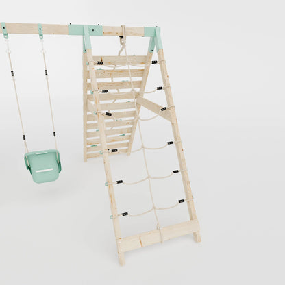 Climbing Frame With Double Swing & Climbing Wall - Willow Way IX