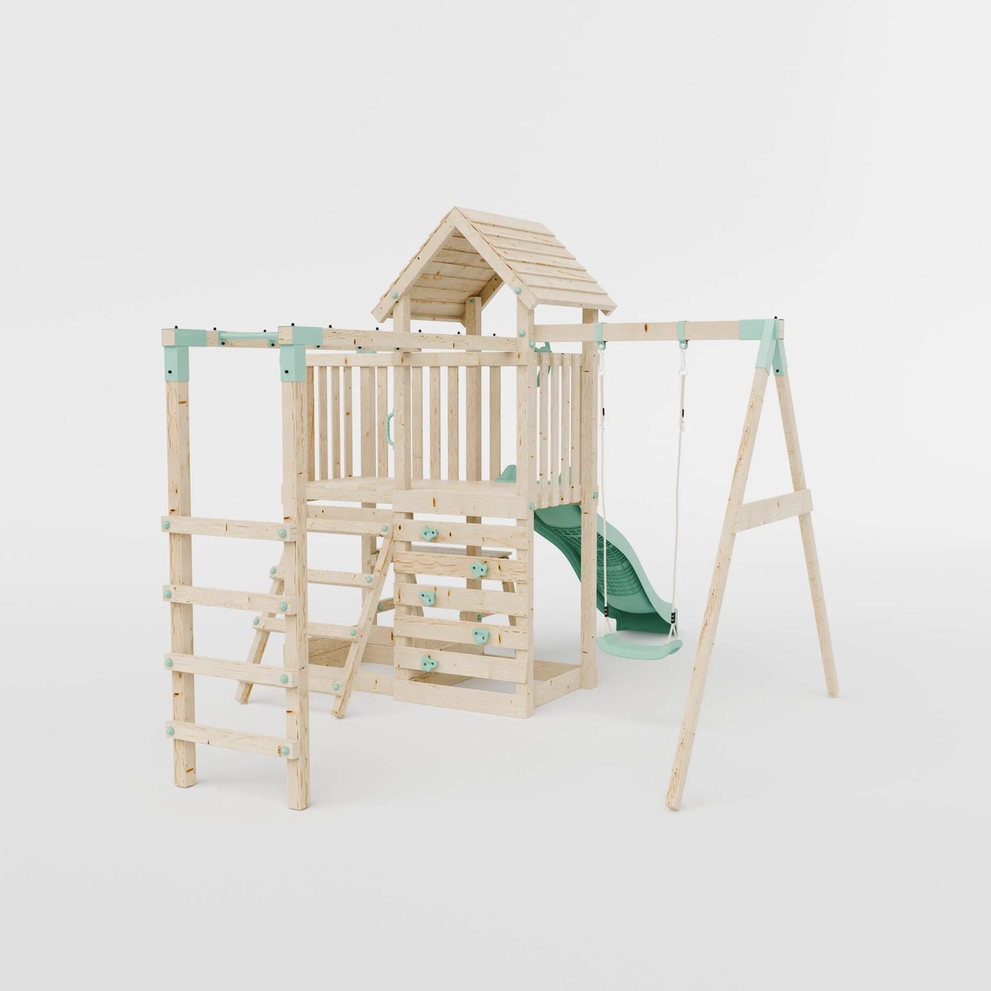 Climbing Frame With Extension, Single Swing, Picnic Table & Monkey Bars - Bramblewick Forest VIII