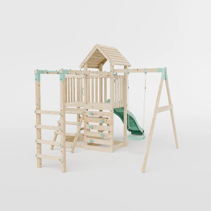 Climbing Frame With Extension, Single Swing, Picnic Table & Monkey Bars - Bramblewick Forest VIII