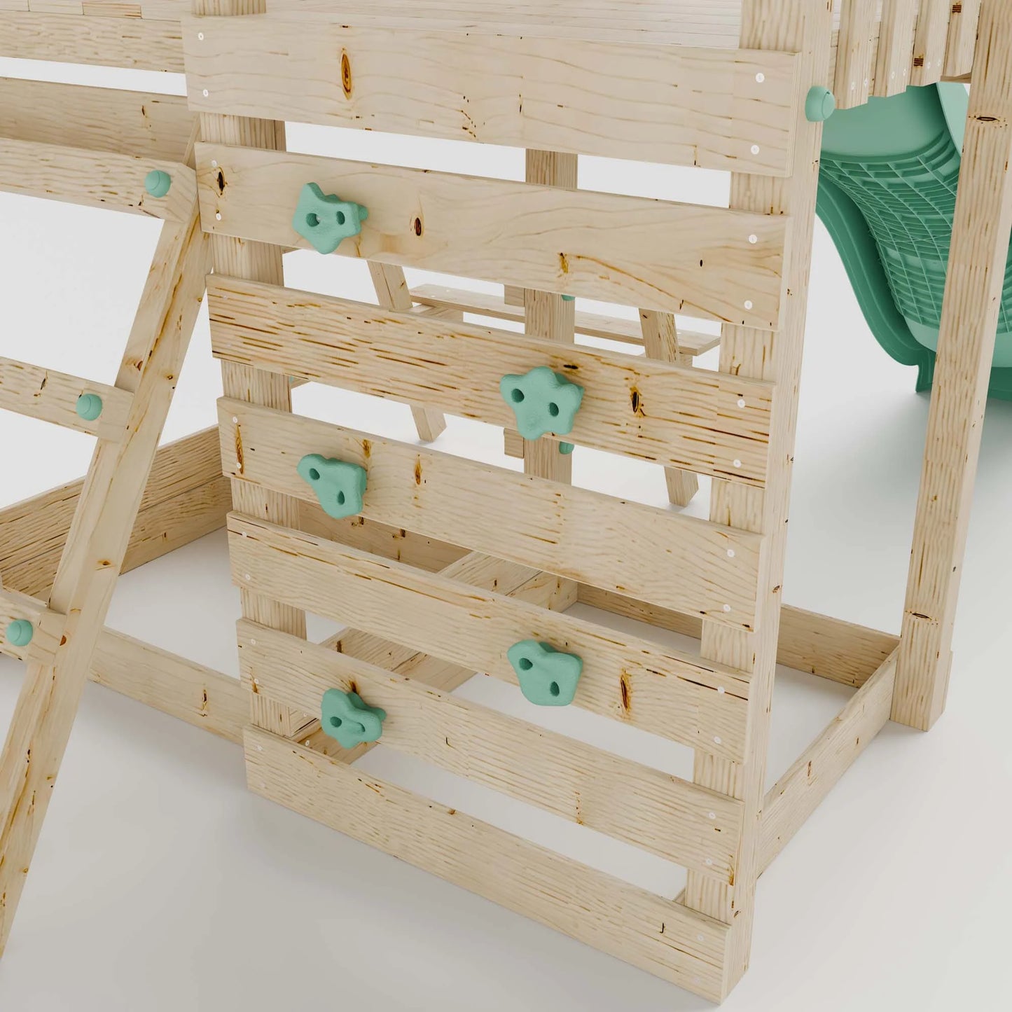 Climbing Frame With Extension, Single Swing, Picnic Table & Monkey Bars - Bramblewick Forest VIII