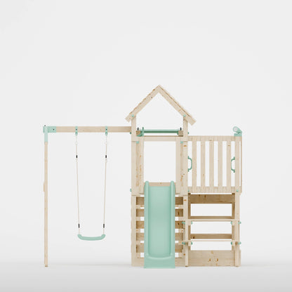 Climbing Frame With Extension, Single Swing, Picnic Table & Monkey Bars - Bramblewick Forest VIII