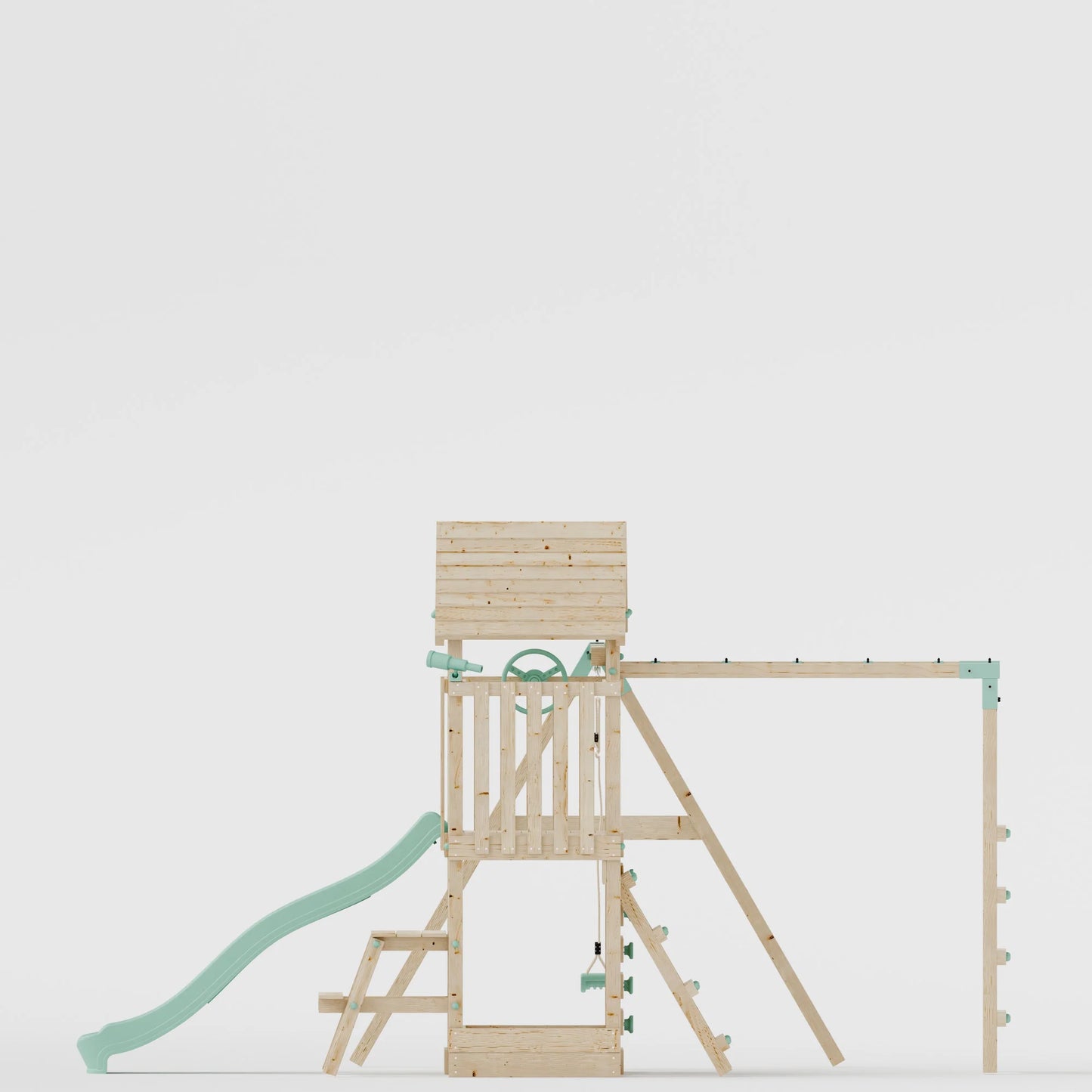 Climbing Frame With Extension, Single Swing, Picnic Table & Monkey Bars - Bramblewick Forest VIII