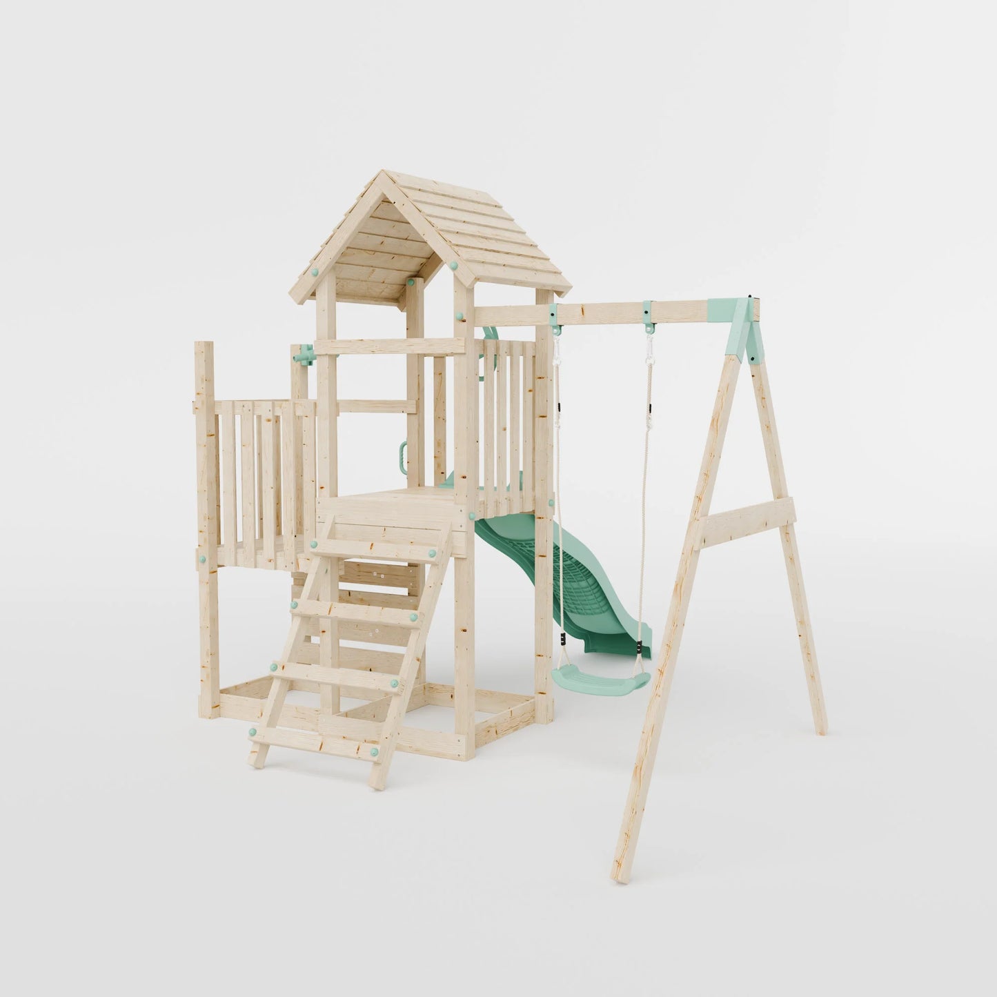 Climbing Frame With Step Up & Single Swing - Bramblewick Forest IV