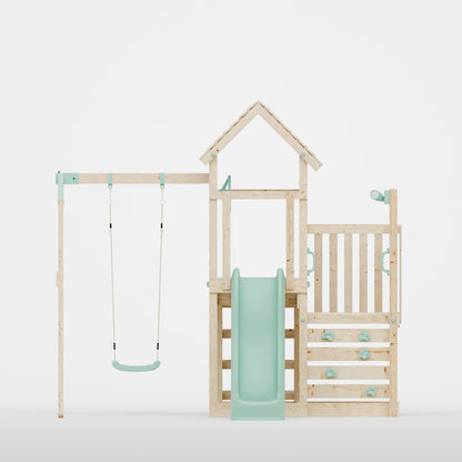 Climbing Frame With Step Up & Single Swing - Bramblewick Forest IV