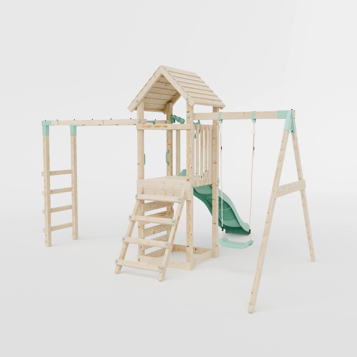 Climbing Frame With Single Swing & Monkey Bars - Bramblewick Forest III