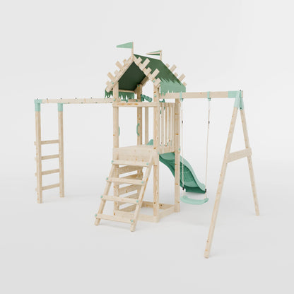 Climbing Frame With Single Swing & Monkey Bars - Enchanted Grove III