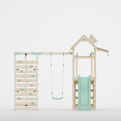Climbing Frame With Single Swing & Climbing Wall - Eldertree Forest IV