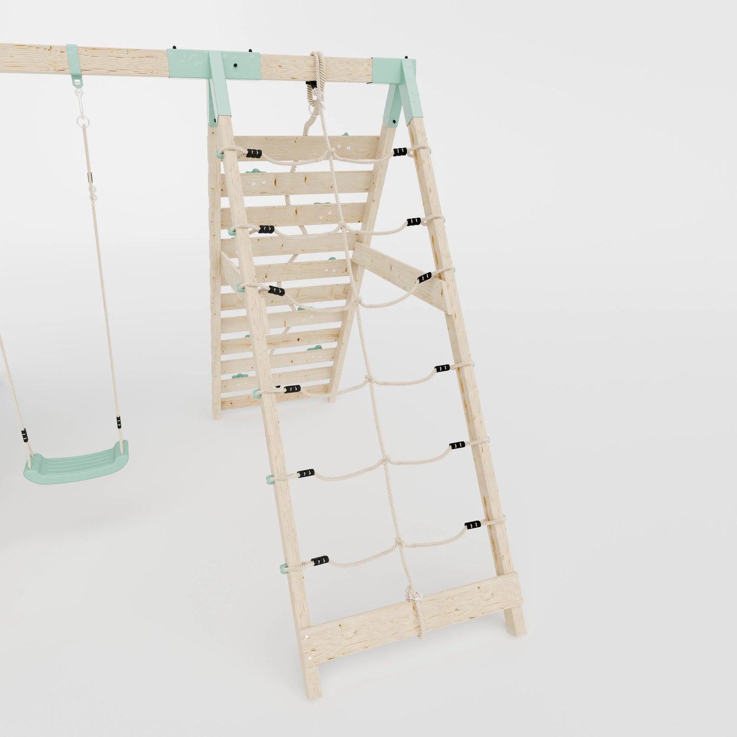 Climbing Frame With Single Swing & Climbing Wall - Eldertree Forest IV