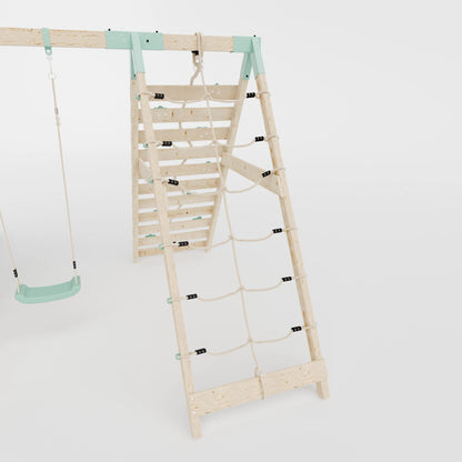 Climbing Frame With Single Swing & Climbing Wall - Eldertree Forest IV
