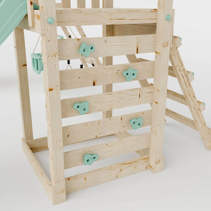 Climbing Frame With Double Swing & Climbing Wall - Eldertree Forest VI
