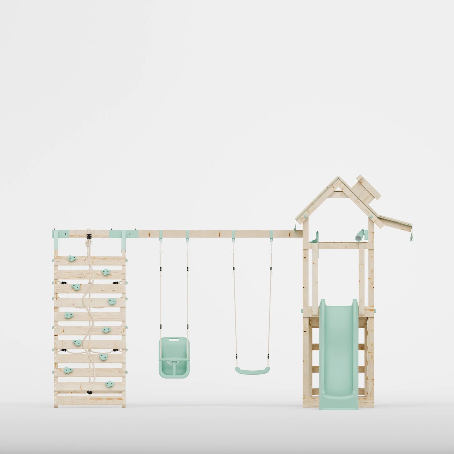 Climbing Frame With Double Swing & Climbing Wall - Eldertree Forest VI