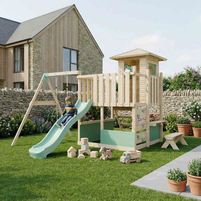 LittleSummit Small Tower Playhouse with Swing