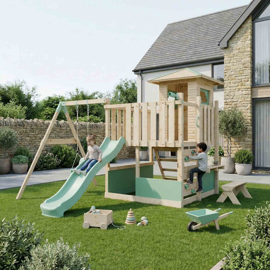 LittleSummit Small Tower Playhouse with Swing