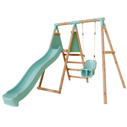 Single Wooden Baby Swing Set With Slide - Springwood II