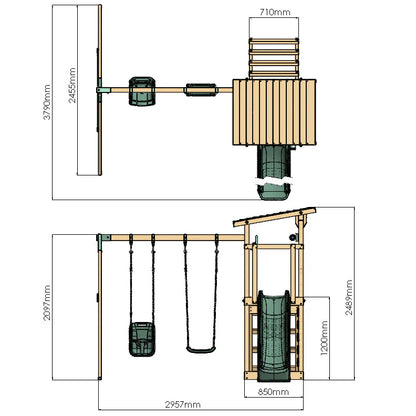 Climbing Frame With Double Swing - Willow Way VII