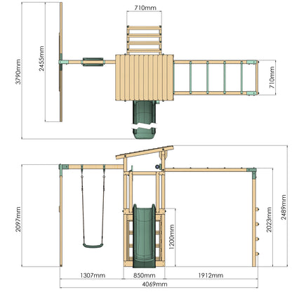 Climbing Frame With Single Swing & Monkey Bars - Willow Way III