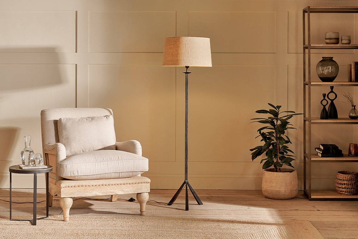 Nkuku Sahhil Metal Tripod Floor Lamp Antique Bronze