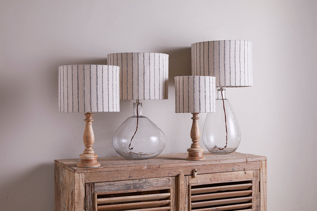 Nkuku Sanja Cotton Stripe Lampshade Off White & Grey