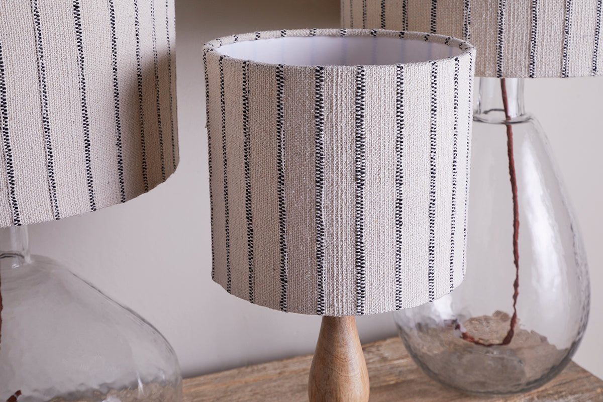 Nkuku Sanja Cotton Stripe Lampshade Off White & Grey