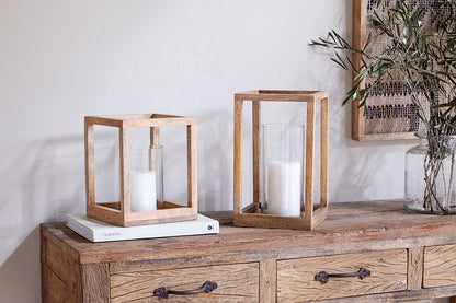 Nkuku Sanora Mango Wood Lantern Natural