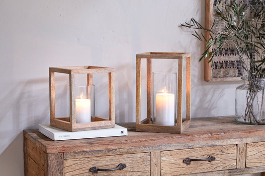Nkuku Sanora Mango Wood Lantern Natural