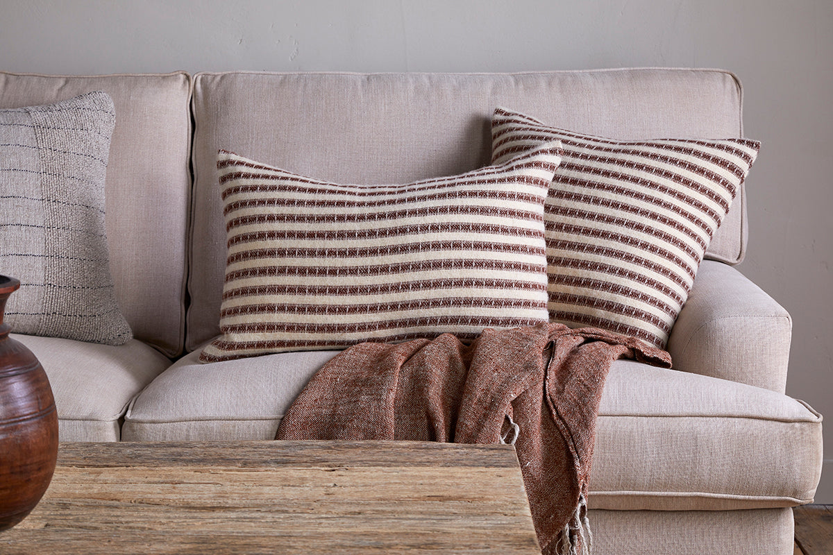 Nkuku Sanval Wool Cushion Cover Burgundy