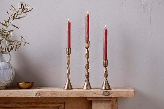 Nkuku Shani Candlestick Antique Brass