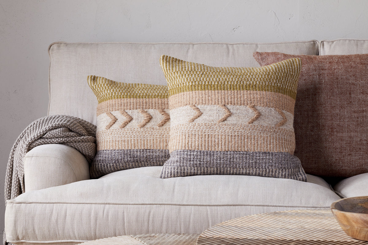 Nkuku Tuleeka Wool Cushion Cover Ochre