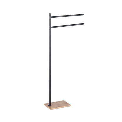 Origins Living Gedy Trilly Towel Stand With 2 Swivel Arms Matt Black & Bamboo