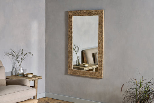 Nkuku Tannir Mango Wood Carved Mirror Natural