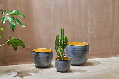 Nkuku Tembesi Etched Planter Antique Black & Brass