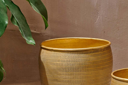 Nkuku Tembesi Etched Planter Antique Brass