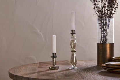Nkuku Tharad Recycled Glass Candle Holder Smoke Lustre
